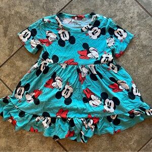 Posh Peanut Disney Kids Dress - Blue with Mickey Mouse Print